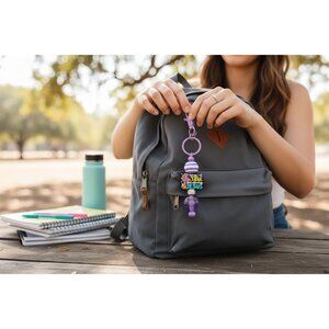 Let Me Tell You About My Jesus Keychain/Lanyard With Purple Beads & Clip